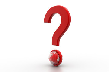 Question mark with globe