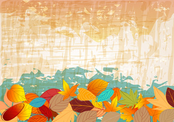 Obraz na płótnie Canvas Vintage colorful autumn leaves illustration