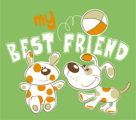 puppy with friend playing with ball
