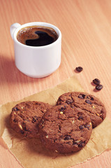 Cup of coffee and cookies