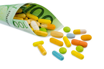 Tabletten und Einhundert Euroschein