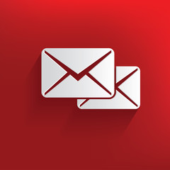E-mail symbol on red background,clean vector