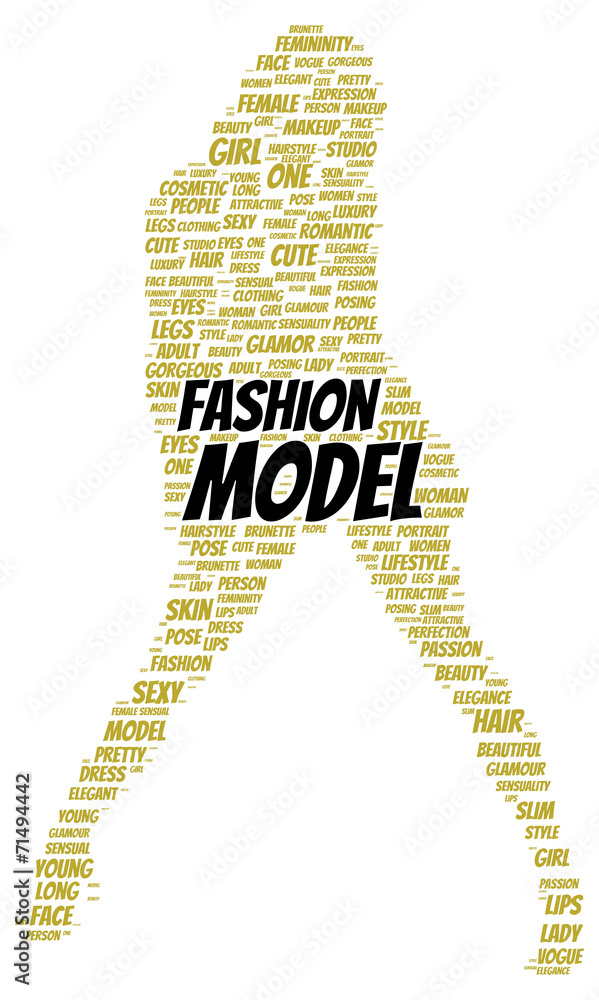 Wall mural fashion model word cloud shape