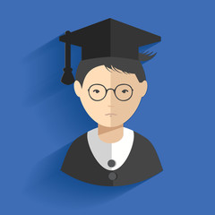 Student on blue background,vector