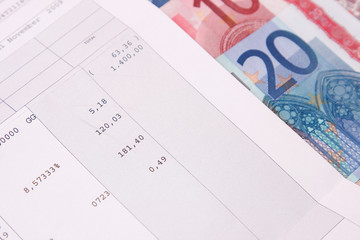 Euro banknotes with payroll at the end of the month