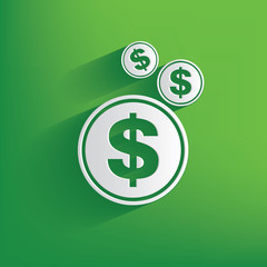 Dollar symbol on green background,clean vector