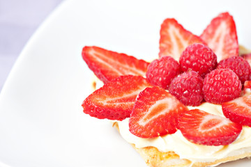 Fruit Tart with Fresh Cream in Puff Pastry
