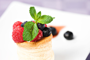 Fruit Tart with Fresh Cream in Puff Pastry