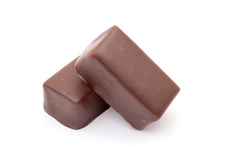 Chocolate bars stack isolated on white background