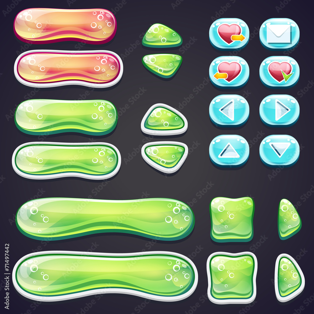 Aufkleber set of beautiful glossy buttons for gaming and web design