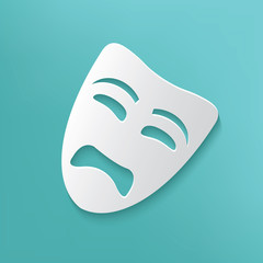 Sad mask symbol on blue background,clean vector