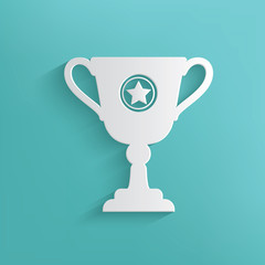 Trophy symbol on blue background,clean vector