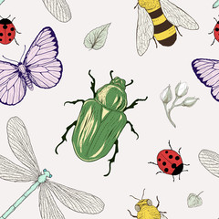 seamless insects pattern - 71498466