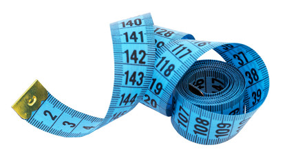Measuring tape of the tailor isolated over white