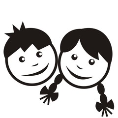 boy and girl, black silhouette, vectoricon