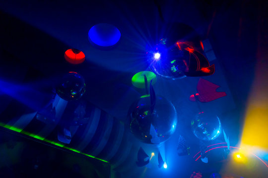Scenery and lighting equipment in a nightclub