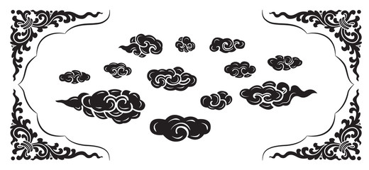 cloud style chinese and line pattern and frame