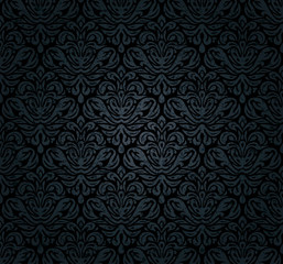 Black grunge luxury vintage decorative ornamental  wallpaper