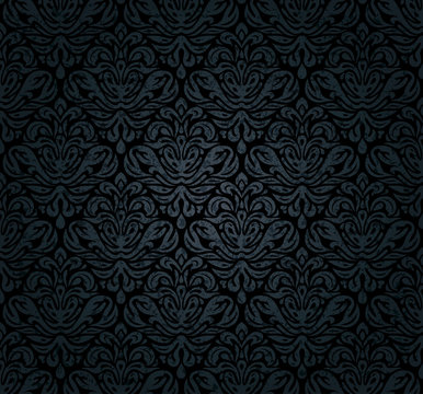 Black grunge luxury vintage decorative ornamental  wallpaper