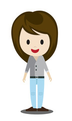 cute cartoon illustration of young people in stylish casual