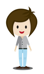 cute cartoon illustration of young people in stylish casual