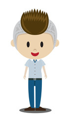 cute cartoon illustration of young people in stylish casual