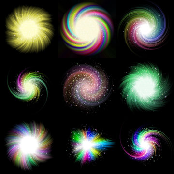Set of burst star generated textures