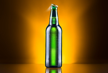 open wet beer bottle