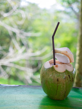 Fresh coconut on table