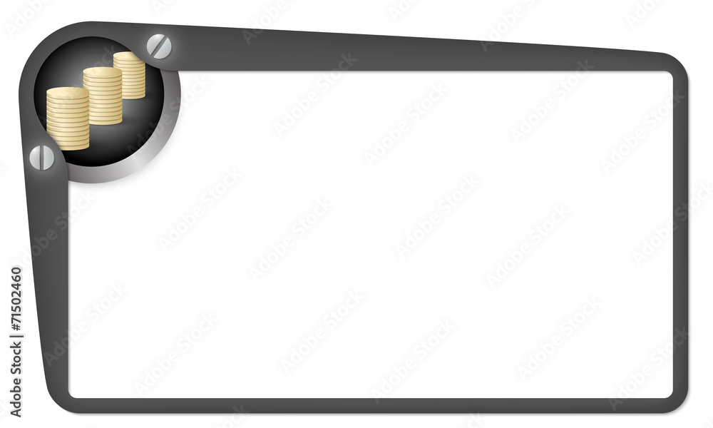 Poster vector box for text with coin
