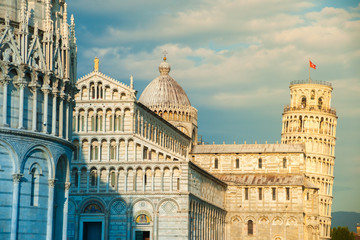 Fototapeta premium Leaning tower, Baptistery and Duomo, Piazza dei miracoli, Pisa,