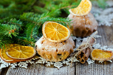 Christmas muffins with candied fruit