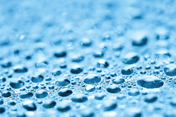 Blue water drops background
