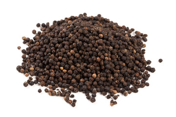 Black pepper was placed on a white background
