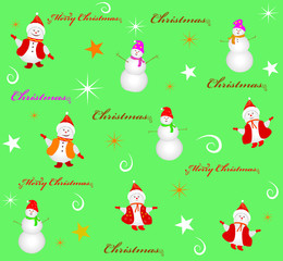 Seamless christmas background snowman and snowflakes