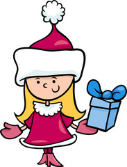 santa claus girl cartoon illustration
