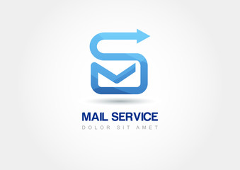 Abstract design concept for mail service. Vector logo template.