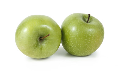 green apples on white background