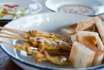 Delicious Asian Cuisine pig Satay