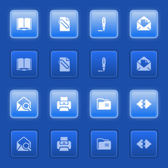 Email icons for web on blue buttons.