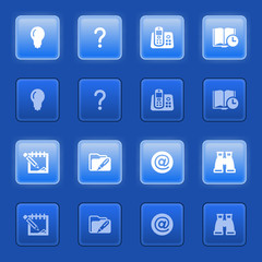 Organizer icons for web on blue buttons.