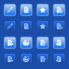 Document icons for web on blue buttons.