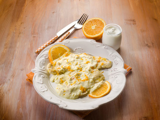 chicken with orange and yogurt sauce
