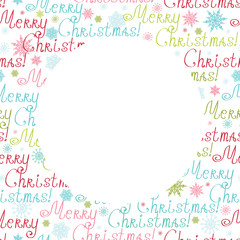 Fototapeta na wymiar Vector merry christmas text circle frame seamless pattern