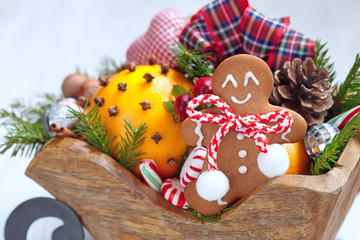 Christmas sleigh with gingerbread man