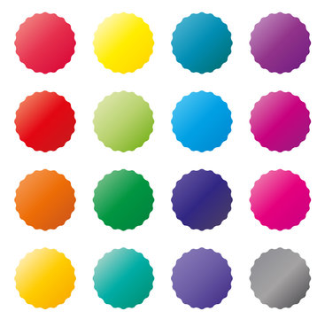 Set of sixteen colorful web buttons