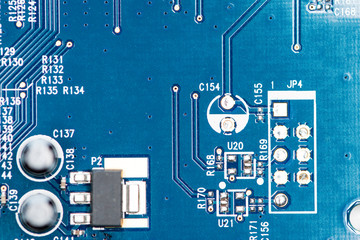 Chips on a blue PCB