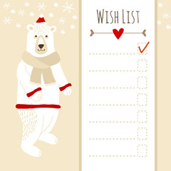 Cute christmas card,baby shower wish list with polar bear