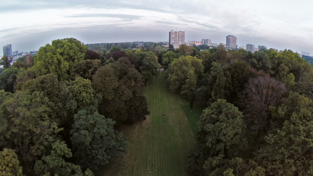 In the park aerial footage