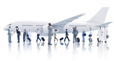 Multiethnic Group of Business People with Airplane